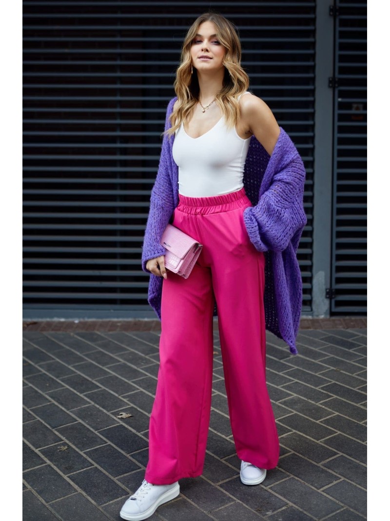 Wide pants with elasticated pockets, fuchsia 05036 - Online store - Boutique